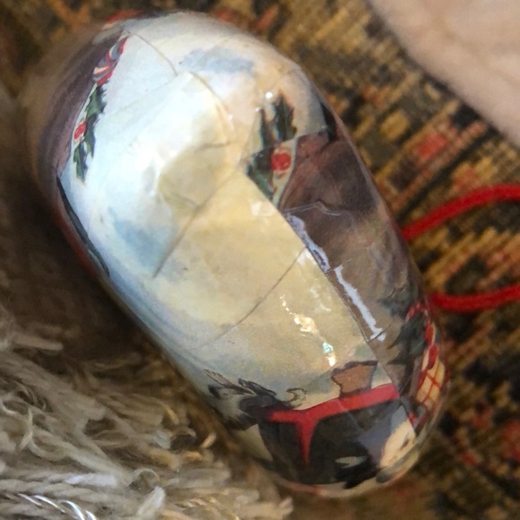 🎅🎄 Santa Children Dog Paper Machete Puffed Heart Christmas Tree Ornament - Picture 6 of 9